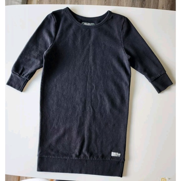 ROOTS CANADA Sweatshirt Dress Womens XS Black Sweat Relaxed Crew Neck Cuff Sleev - Picture 3 of 16